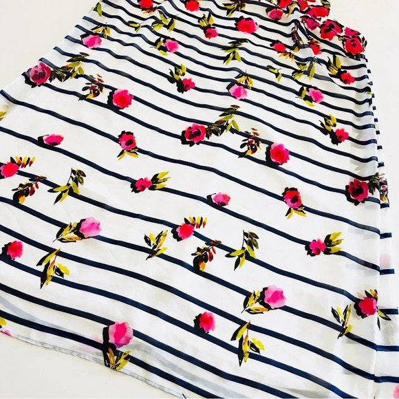 Betsy Johnson Sheer Flowy Floral Stripe Halter Dress | 14 - Picture 5 of 10